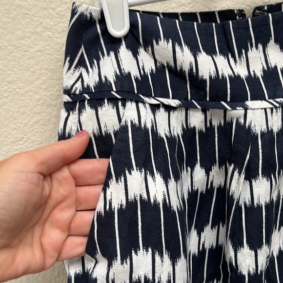 Loft Petites Blue/White Stripe Patterned Mini Pencil Skirt, Size 0P, Linen Blend - Picture 4 of 10